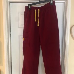 Women’s maroon scrub pants with drawstring